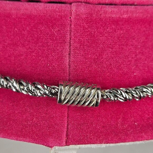 Twisted Rope Chain Necklace Silver-Tone Jewelry Sparkly Bling Magnetic Clasp 17" - Picture 4 of 9